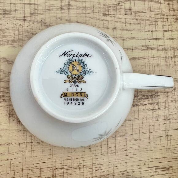 Noritake VINTAGE 60s Midori Japanese Porcelain Tea Cup Set Bamboo 6113 M11 - Picture 10 of 14